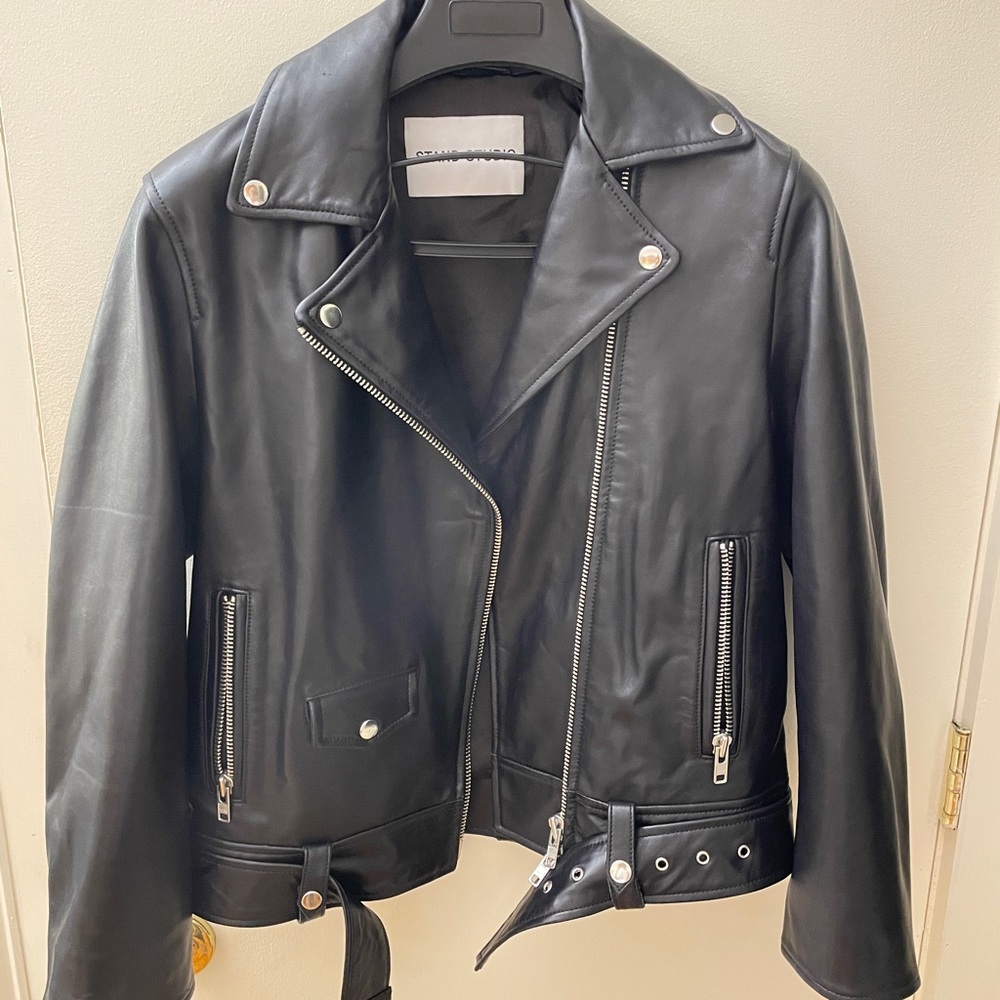 Stand Studio Iconic Leather Jacket Coat Black Siz… - image 1